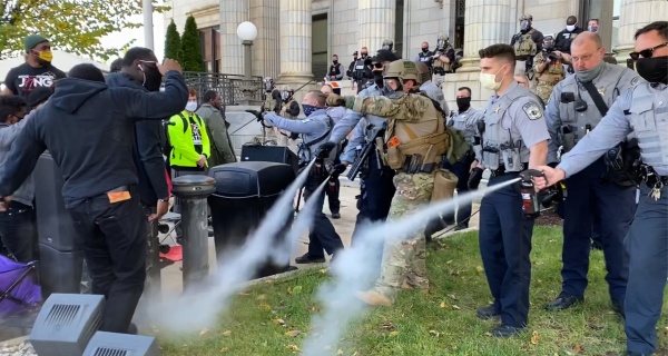 Police Use Pepper Spray On Protesters Including Children Marching To Alamance Polls